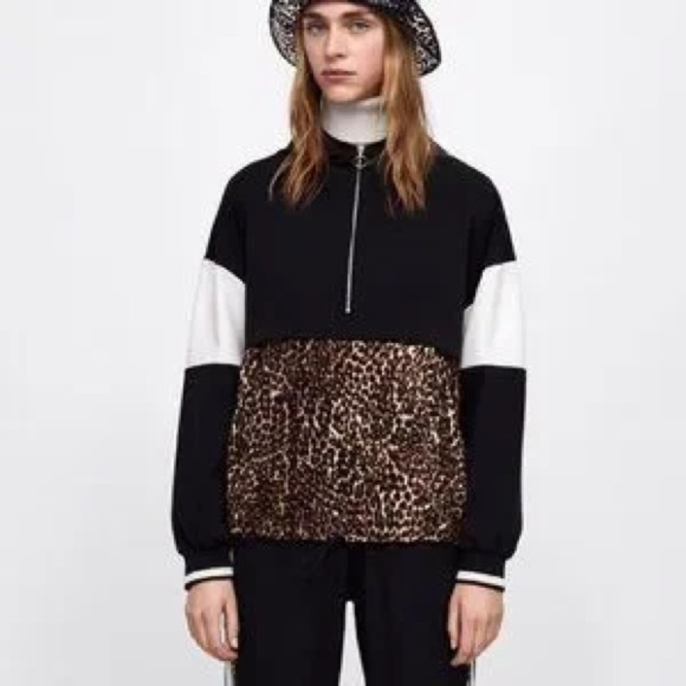 Zara Basic Black Leopard Print Color Block Lightw… - image 7